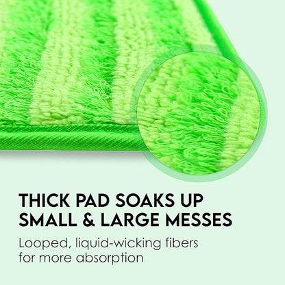 Microfiber Mop Pads 4 Pack - Reusable Washable Cloth Mop Head Replacements Best Thick Spray Wet Dust Dry Flat Velcro Attachment 18" Inch - Cleaning Refill Fits Bona, Bruce, Rubbermaid, Libman + More
