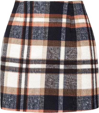 Plaid Skirts for Women, Pencil Mini Skirts for Women High Waist Bodycon Christmas Holiday Fall Winter Skirts 2026 Trendy