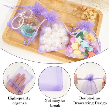 joycraft Organza Bags 2.7x3.5 inch - Light Purple Drawstring Gift Packaging Pouch with Breathable Mesh for Wedding Favors, Jewelry Dis ( 50 )play, Candy Bags | Reusable Craft Supplies, Small Business