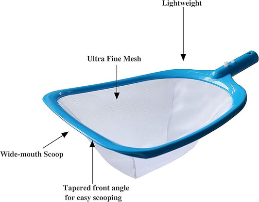 ATIE Pool Spa Leaf Skimmer Net with White Ultra Fine Mesh with 4" Deep Pocket Great for Removing Leaves & Debris in In-Ground Pool Spa and Above Ground Pool, Inflatable Pool, Hot Tub, and Fountain