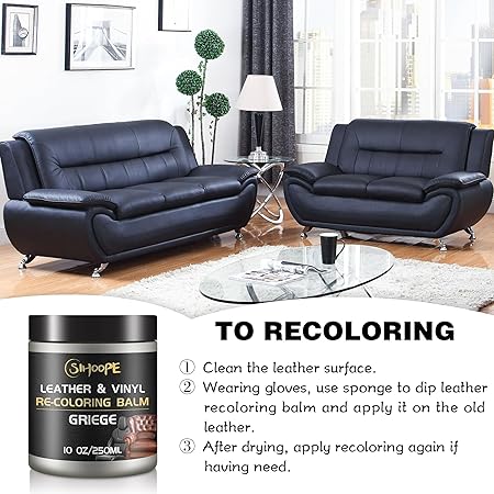 Leather Recoloring Balm Restoration - Leather Dye Vinyl Paint Leather Color Restorer Car Seats Furniture Couch Chair Shoes Boots Purse Jacket Saddle Fade Stain Scratch Repair Cream(Griege)