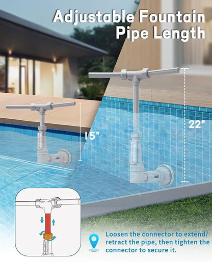 Swimming-Pool Waterfall-Fountain Water Fun Sprinkler - Dual Sprayer Multiple Spray Method, Pool Decoration Cascade Fountain for Above  In-ground Pools, Practical Pool Aerator Water Cooler Circulation