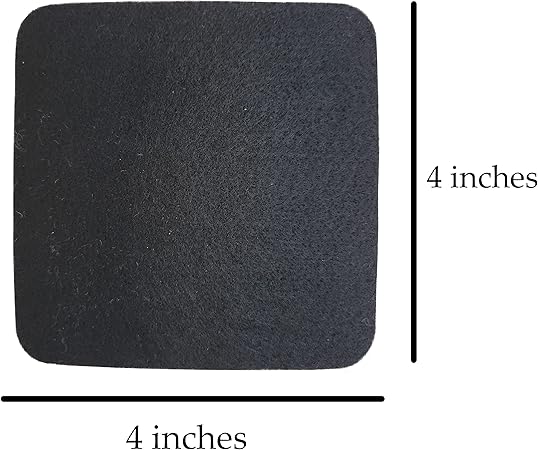 4 Inch Square Felt and Cork Coasters (Black, 4)