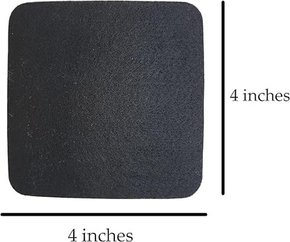 4 Inch Square Felt and Cork Coasters (Black, 4)