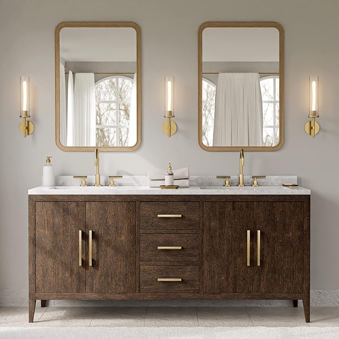 WallBeyond Wood Framed Mirrors for Bathroom, 24x36 Inch Wooden Frame Wall Mirror Farmhouse Wall Mounted Rectangle Mirror for Vanity (HorizontalVertical)