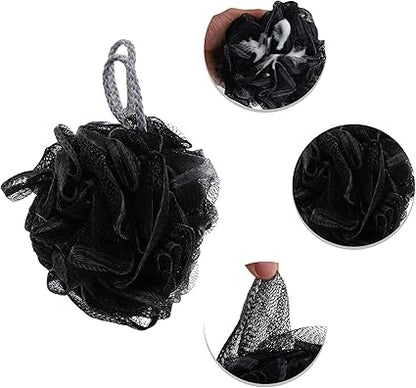 VOCOSTE Bath Shower Loofah Sponge Body Puffs for Bathroom for Shower 5.51"x4.72" Black