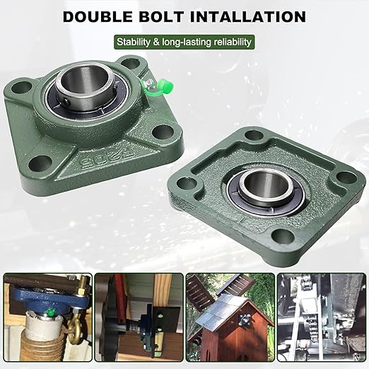 2 Pack UCF205-16 Pillow Block Bearing - Square Flange Mounted Pillow Block Bearings - Bearing Steel Bearings with 1" Bore - Self Alignment, Solid Cast Iron Base