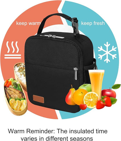 Lunch Box for Men  Women Durable Lunch Bag for Adults Reusable Small Lunchbox Black