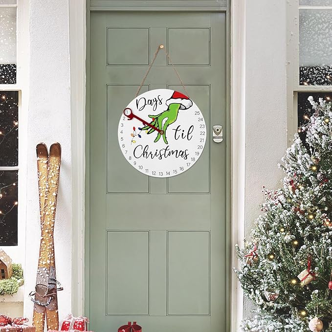 DAZONGE Christmas Decorations Welcome Sign  2024 Christmas Countdown Advent Calendar for All Ages  12'' Wooden Christmas Wreath with Easel for Door Wall Mantel Decor  Christmas Decor