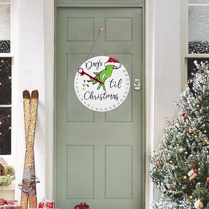 DAZONGE Christmas Decorations Welcome Sign  2024 Christmas Countdown Advent Calendar for All Ages  12'' Wooden Christmas Wreath with Easel for Door Wall Mantel Decor  Christmas Decor