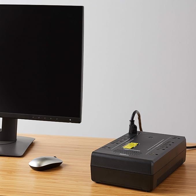 Basics UPS Battery Backup & Surge Protector, 800VA/450W, 12 Outlets, Standby Uninterruptible Power Supply, Compact, Black