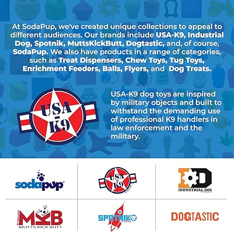 SodaPup USA-K9 Magnum Grenade  Dog Tug Toy, Chew Toy  Treat Dispenser Made in USA from Our Most Durable Non-Toxic, Pet-Safe, Food Safe, Natural Rubber for Strengthening Bond, Exercise,  More