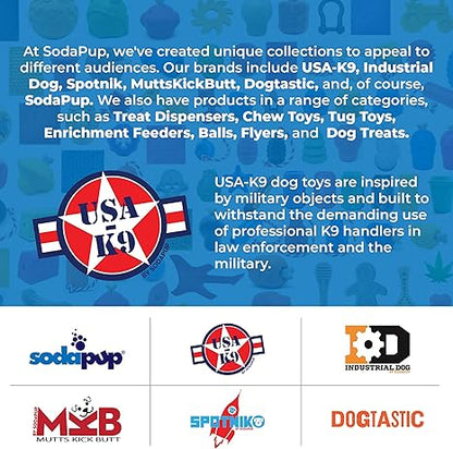 SodaPup USA-K9 Magnum Grenade  Dog Tug Toy, Chew Toy  Treat Dispenser Made in USA from Our Most Durable Non-Toxic, Pet-Safe, Food Safe, Natural Rubber for Strengthening Bond, Exercise,  More