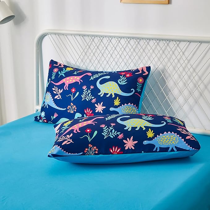 inron Dinosaur Kids Comforter Sets for Boys Girls, Full Size 5 Pieces Bed in a Bag, Ultra Soft Microfiber Comforter and Sheet Sets, All Season Durable Bedding Sets