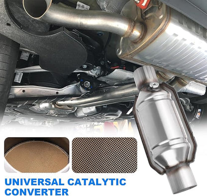 2.5" Universal Catalytic Converter, 2.5 Inch Inlet/Outle Cat Converter with O2 Port and Heat Shield (EPA Compliant)