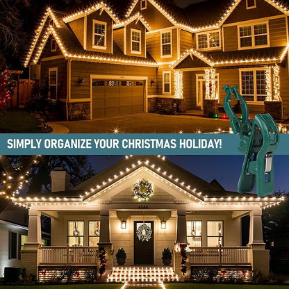 Dazzle Bright C7 C9 Christmas Lights Spring Clips, 100 Pack Universal Holiday Lights Quick Spring Clips, E12, E17 Shatterproof Weatherproof Clips for Outdoor Shingle Gutter Roof Fence