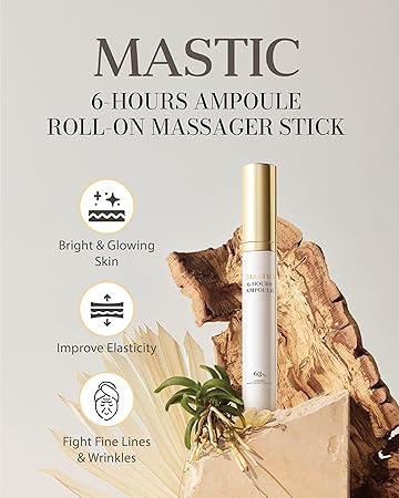 MASTINA Mastic Ampoule Serum Stick Roller Type Mastic Ampoule (Derma Roller Stick-Type, 0.5fl oz) - Serum for Even Skin Tone and Elasticity. Fermented Mastic Gum.