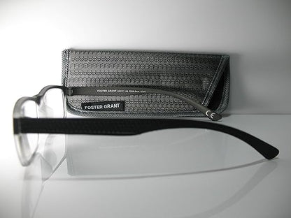 Foster Grant Tyler Mens Womens Black & Gray Rubber Reading Glasses w/Case +1.75 Free Hard CASE + Microfiber Cloth
