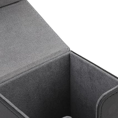 Card Deck Box PU Leather Multifunctional Portable Magnetic Closure Card Storage Box for More Than 100 Cards (Black and Grey)