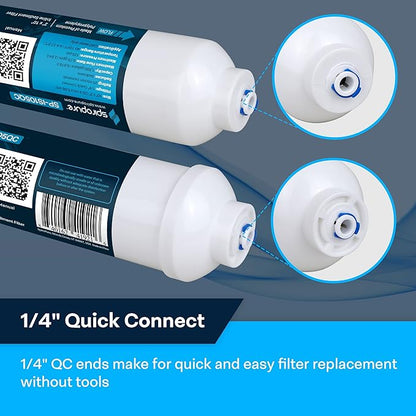 SpiroPure Inline Sediment Water Filter with 1/4" Quick-Connect, 2" x 10" (1 Pack)