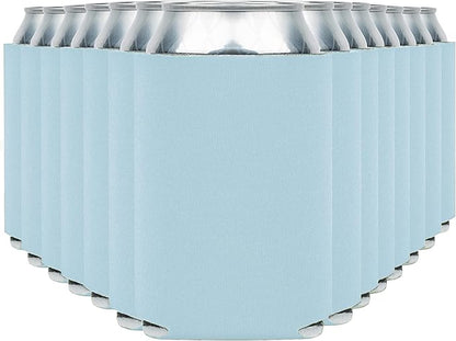 Blank Beer Can Coolers Sleeves (14-Pack) Soft Insulated Beer Can Cooler Sleeves - HTV Friendly Plain Can Sleeves for Beer Cans  Bottles - Blanks for Vinyl Projects  Wedding Favors (Light Blue)