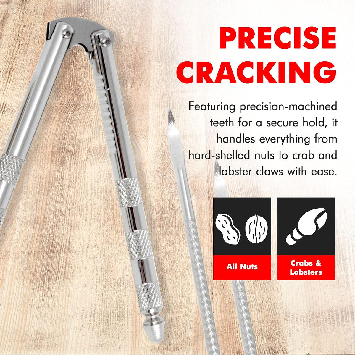 Chef Craft Classic Nut Cracker with Picks, 6.75 inch, Stainless Steel