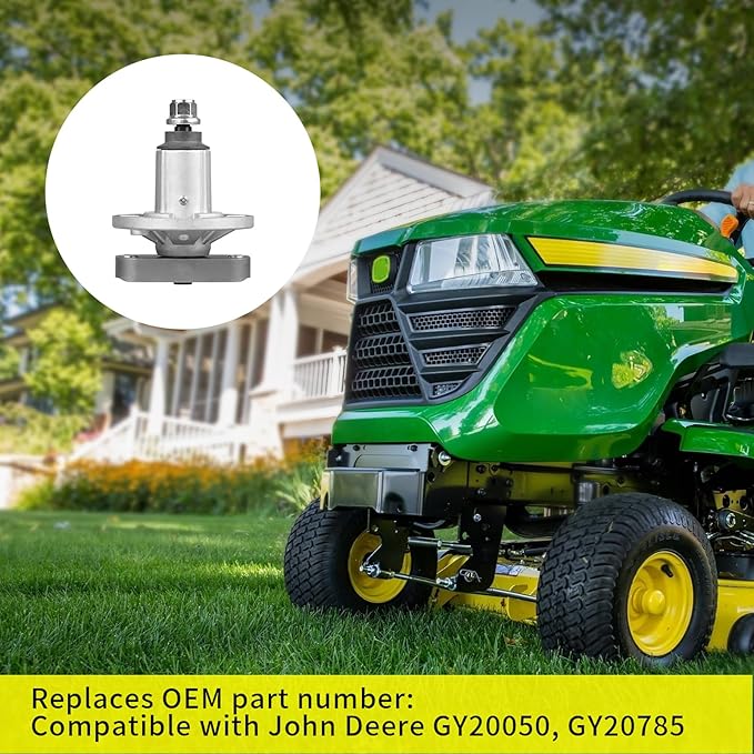 GY20050 Spindle Fit for John Deere L100 L110 L120 Mower - Deck Spindle with Grease Fitting Fit for John Deere L107 L108 L118 L130 Lawn Mower with 42" 48" Deck, Replace GY20785