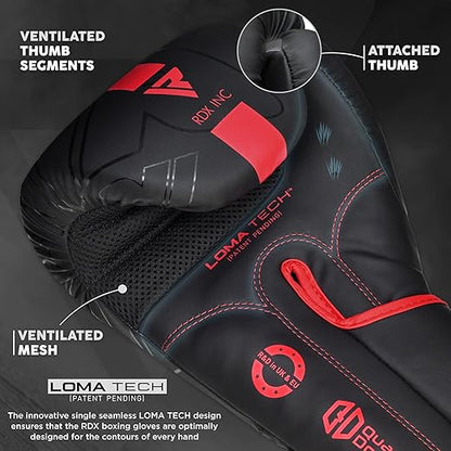 RDX Boxing Gloves, Pro Training Sparring, Maya Hide Leather, Muay Thai MMA Kickboxing, Men Women Adult, Heavy Punching Bag Focus Mitts Pads Workout, Ventilated Palm, Multi Layered, 8 10 12 14 16 18 Oz