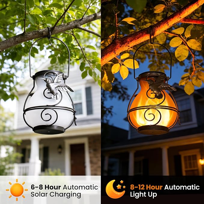 Lantern Holder Outdoor Waterproof Hummingbird Hanging Lantern Outdoor Garden Decoration 1 Pack( missing lid )