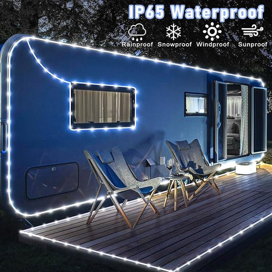 Rope Lights Outdoor, 66FT 200 LED Rope Lights for Indoor with Waterproof 8 Modes, Connectable Clear Tube Lights for Outside, Garden, Backyard, Patio, Deck, Pool, Tree Decorations - White