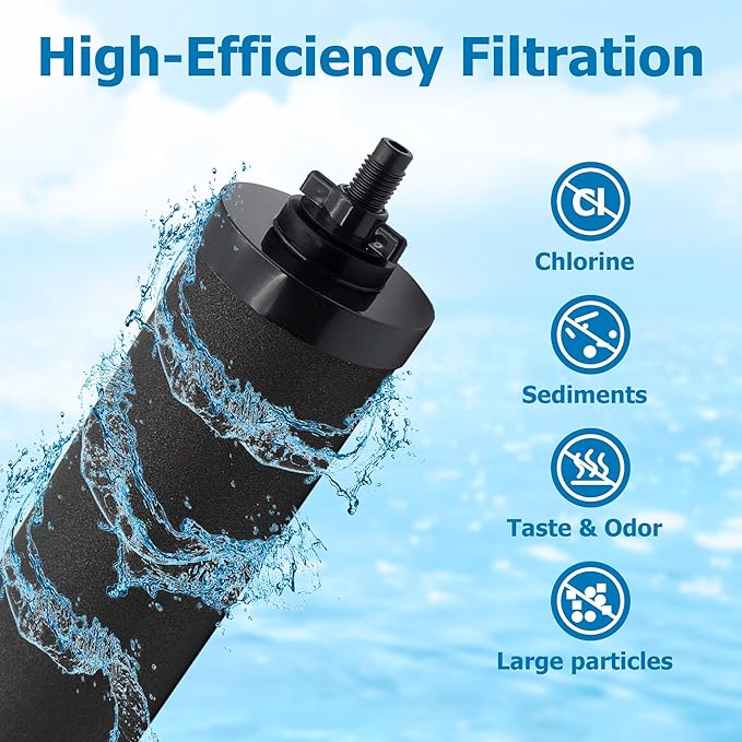 Water Filter Replacement for Berkey BB9-2 Black Activated Carbon Filters, Compatible with Berkey Gravity Water Filter System, Pack of 2