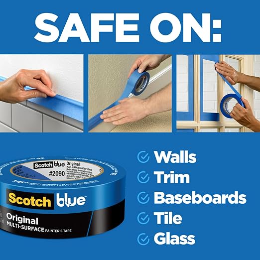 ScotchBlue Original Multi-Surface Painters Tape, 2 Inch Wide (1.88 in. x 60 Yds), 6 Rolls, Blue Paint Tape Protects Surfaces and Removes Easily, Masking Tape for Indoor and Outdoor Use (2090-48SC6)
