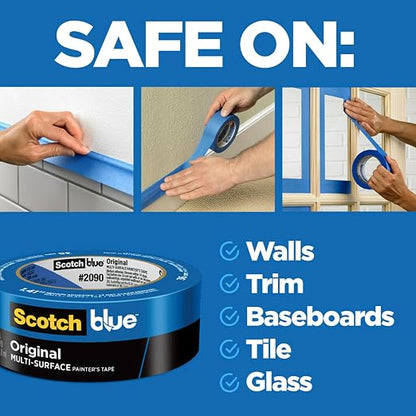 ScotchBlue Original Multi-Surface Painters Tape, 2 Inch Wide (1.88 in. x 60 Yds), 6 Rolls, Blue Paint Tape Protects Surfaces and Removes Easily, Masking Tape for Indoor and Outdoor Use (2090-48SC6)