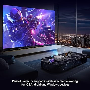 Pericat Portable Outdoor Projector - Upgraded 5G WiFi Bluetooth Compatible with Smartphone, HDMI, USB, AV, Fire Stick, PS5