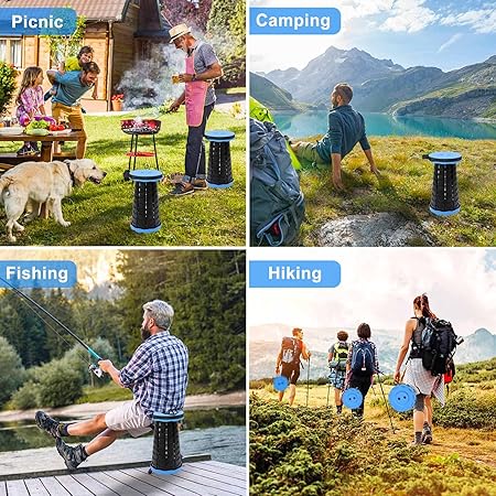 Foldable Telescoping Stool Portable, Retractable Stool for Adults, Upgraded Collapsible Folding Seats with Load Capacity 550lbs, Camping Stools for Adults