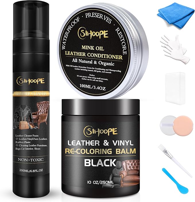 Leather Repair Kit-Cleaner-Black-Recoloring-Balm-Conditioner-Mink-Oil-for-Car-Seat-Furniture-Couch-Shoe - Better Stain Remover Leather Sofa Boots Bags Belt Chair Vinyl Scratch Color Restorer