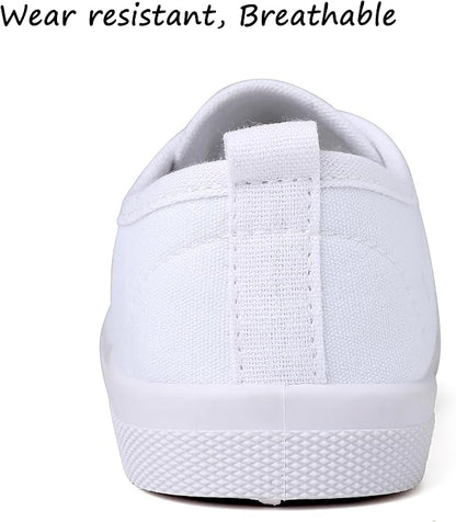 Size 6-6.5 Toddler Boy's Girl's Toddlers Canvas Sneakers Slip-On Lightweight Kids White Sneakers Casual Skin-Friendly Walking Running Shoes(Toddle/Little Kids/Big Kids)