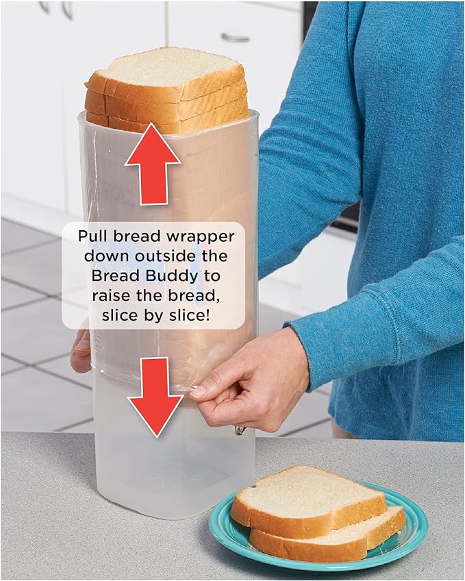 Buddeez Bread Buddy Bread Box – Keeps Bread Loaves Fresh - Red Lid, Pack of 1