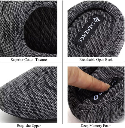 Merence Unisex Men's Women's Memory Foam Slippers Comfort Cotton-blend Closed Toe House Shoes Indoor Scuff