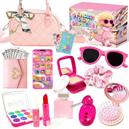 Comes With pretend headphones, Birthday Gifts Purse for Girls Ages 3-8, Toddler Purse Pretend Play Set | Little Girl Toys Include Wallet, Phone, Handbag, Sunglasses, Pretend Makeup for Dress Up, Birthday Gift, Christmas, Mommy .