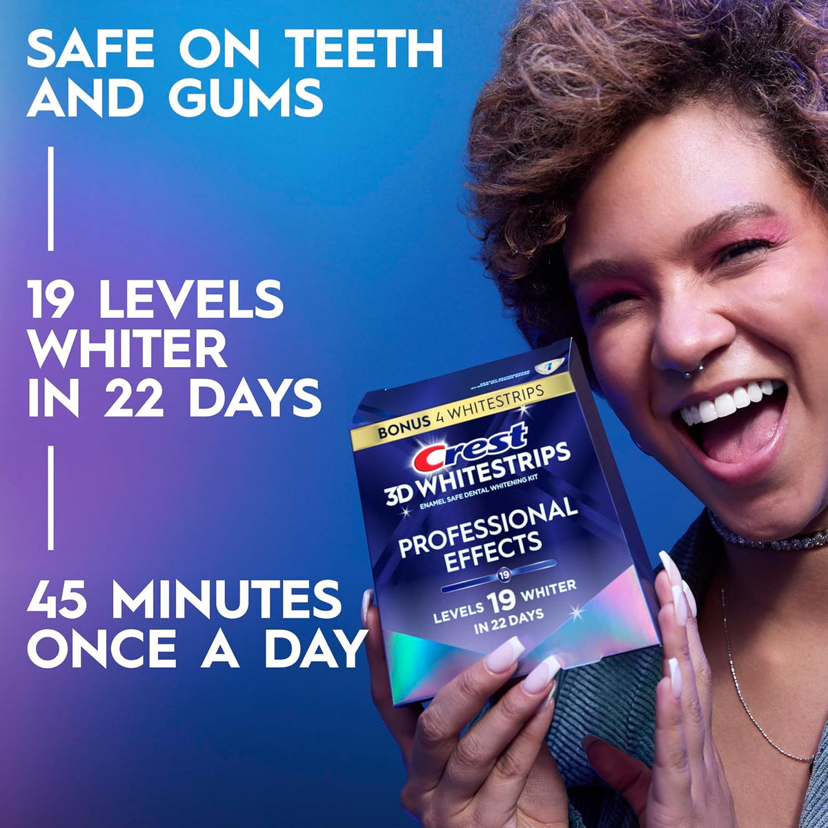 Crest 3D Whitestrips Professional Effects – Teeth Whitening Kit, 22 Treatments in 22days (20 + 2 Bonus), Each with 1 Upper/1Lower, 44 Strips – Crest 3DWhite Teeth Whitening Strips ( Little different picture, Box Damaged )