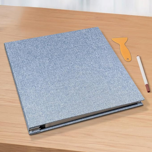 Large Photo Album Self Adhesive Scrapbook Album for 4Ã—6 5Ã—7 8Ã—10 Pictures DIY Magnetic Linen Cover Album 40 Pages for Family Wedding Gifts with Metal Pen and Plastic Board