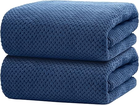 HOMEXCEL Bath Towel Set Pack of 2, 30 x 60 Inches Large Microfiber Bath Towels, Soft, Absorbent, and Quick Dry Towels for Bathroom, Pool, Beach, Swim, and Yoga, Large Bathroom Towels, Blue