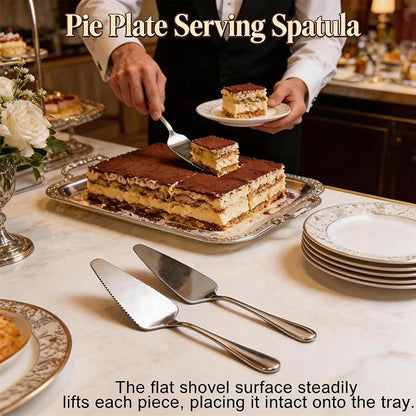 2-Piece Cake Pie Server Set, Serrated Stainless Steel Spatulas, 8.94 Inches