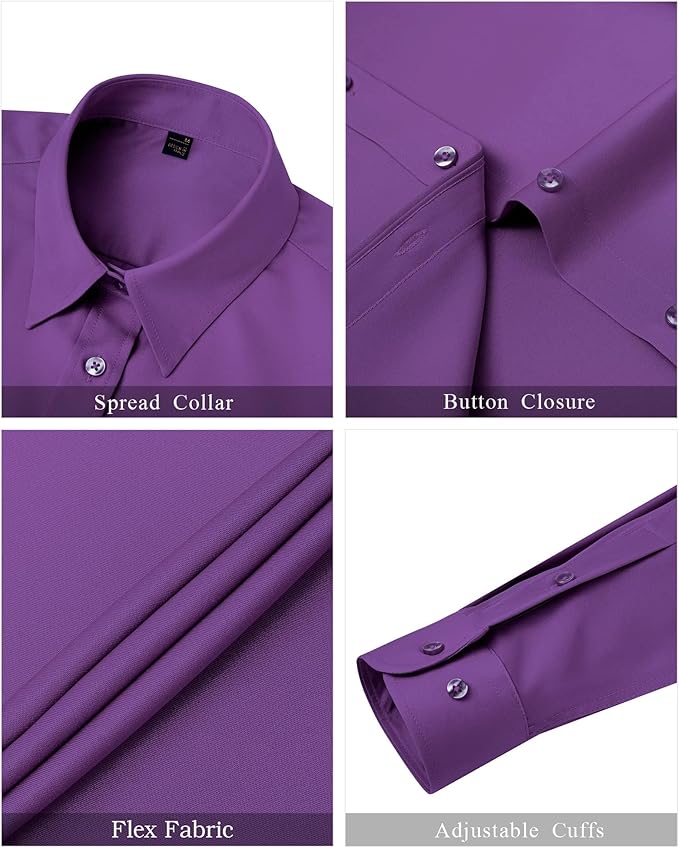 J.VER Womens Dress Shirts Long Sleeve Button Down Shirts Wrinkle-Free Solid Work Blouse