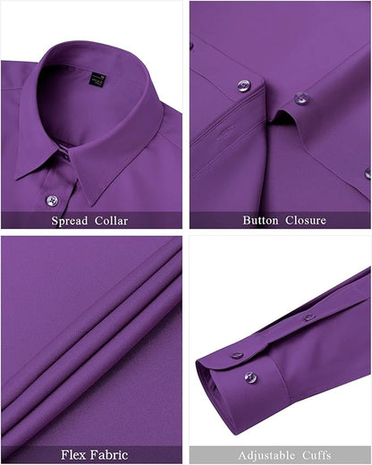 J.VER Womens Dress Shirts Long Sleeve Button Down Shirts Wrinkle-Free Solid Work Blouse