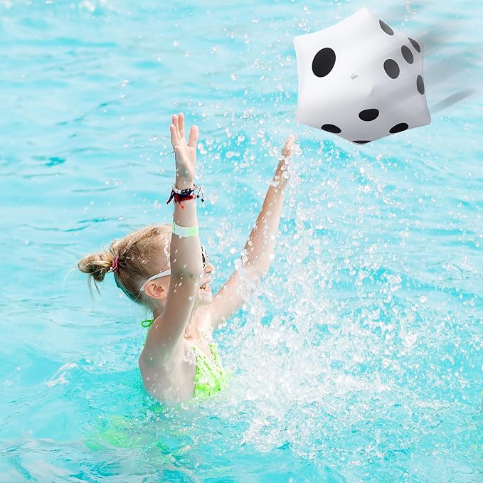 Blulu 3 Pack Large Inflatable Dice Summer Jumbo Giant Inflatable Dice for Pool Toy Games Indoor Outdoor Beach Party Water Games Broad Ludo Pool Party Favor for Adults(12 Inch,White)