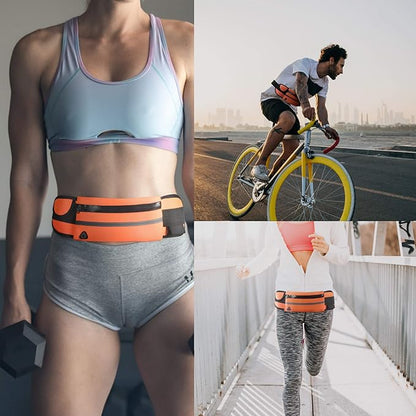 Running Belt Waist Packs,Workout Fanny Pack,Ultra Light Bounce Free Waist Pouch Fitness Workout Belt Sport Waist Pack for Women Men,Adjustable Waistband Bag for All Kinds of Phone (Orange)