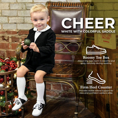 FOOTMATES Cheer Lace-Up Saddle Oxford Girls and Boys Dress Shoes with Wide Toe Box and Custom-Fit Insoles, Non-Marking Outsoles Toddler 7.5