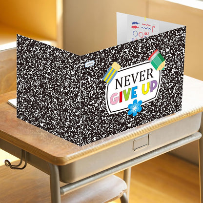 24 Pcs Composition Privacy Folders Standard for Students Cardboard Shields Test Privacy Boards Inspirational Words Desk Dividers Shield for Classroom School Study Supplies (Black)